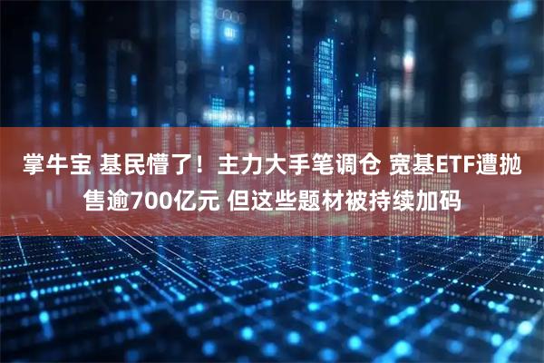 掌牛宝 基民懵了！主力大手笔调仓 宽基ETF遭抛售逾700亿元 但这些题材被持续加码